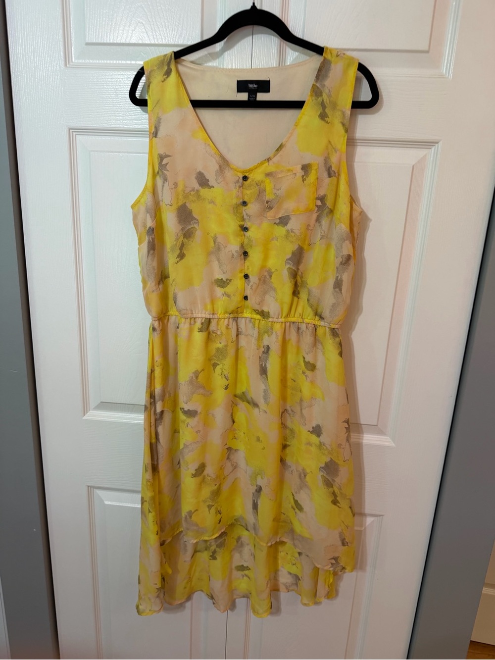 Yellow Floral Print Midi Dress